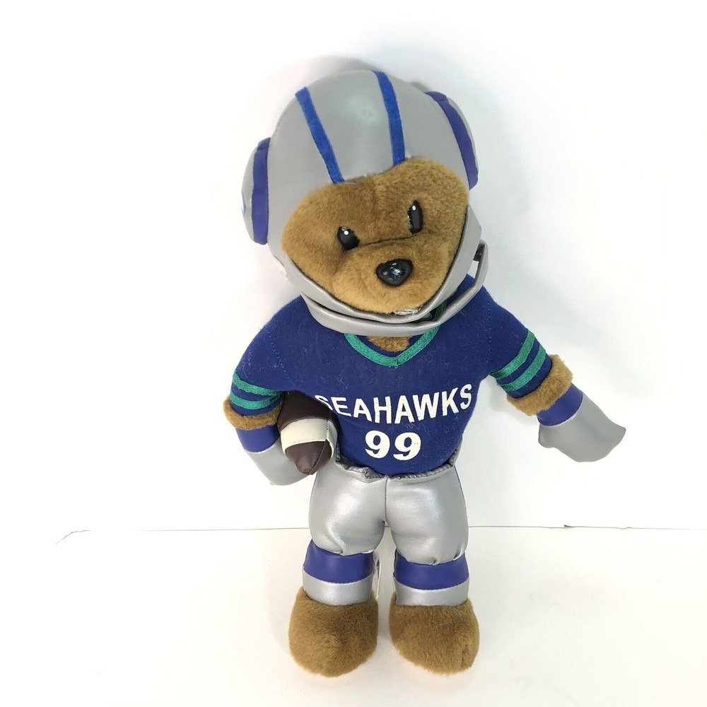 Vintage Seattle Seahawks Bear Plush Figure w/ Uniform Helmet 2000 Nanco 16” Rare